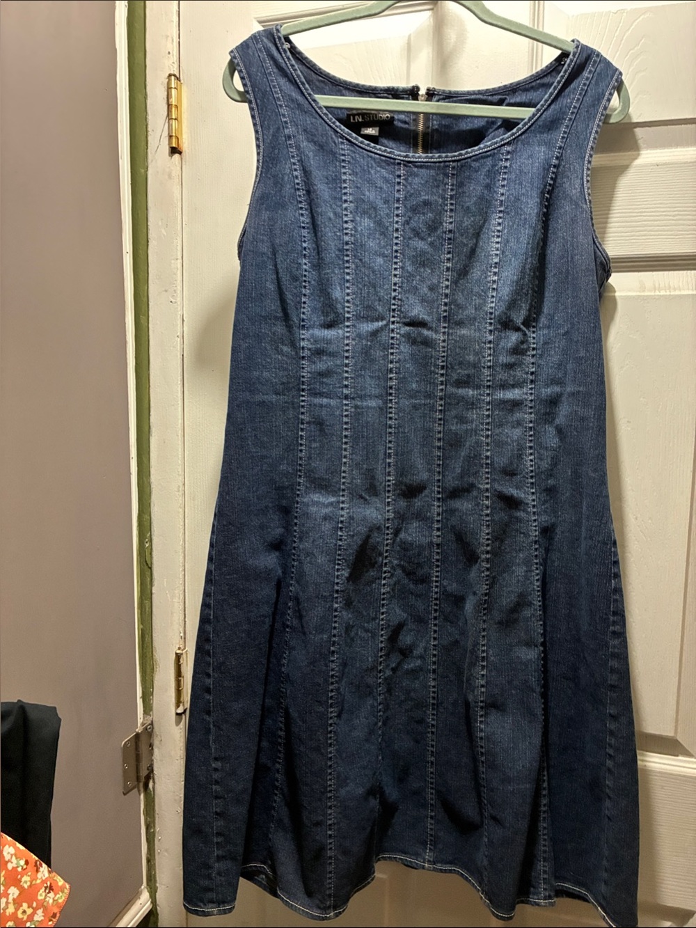 I.N. Studio Sleeveless Denim Dress in Dark Blue